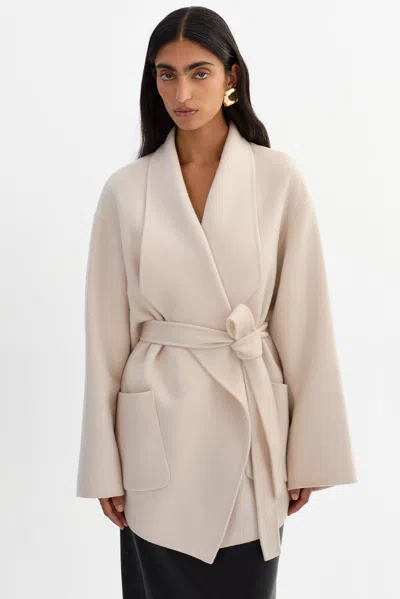 Lamarque Mekia Double Face Wool Coat In Neutral