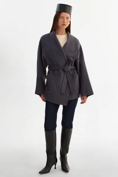 Lamarque Mekia Double Face Wool Coat In Gray