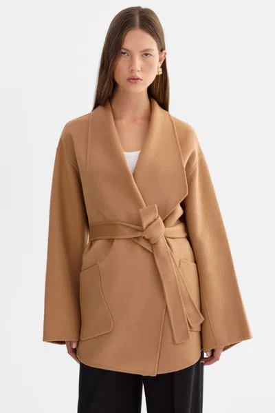 Lamarque Mekia Double Face Wool Coat In Brown