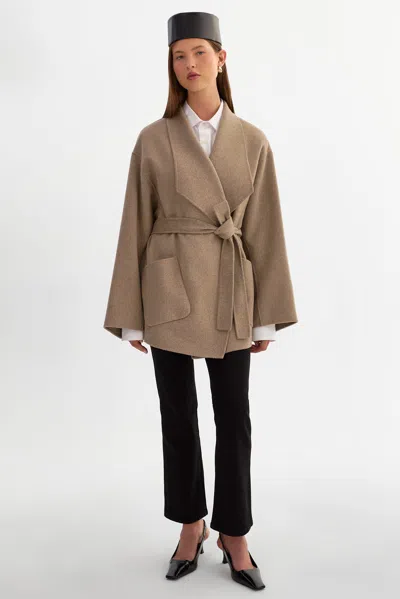 Lamarque Mekia Double Face Wool Coat In Neutral