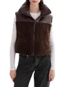Lamarque Melicia Reversible Faux Leather & Fleece Vest In Mahogany