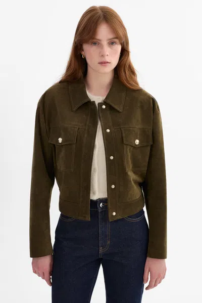 Lamarque Merida Genuine Suede Shacket In Brown