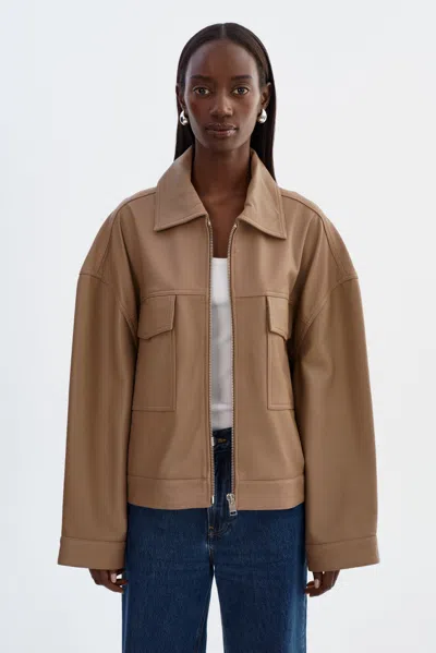 Lamarque Mia Oversized Leather Jacket In Brown