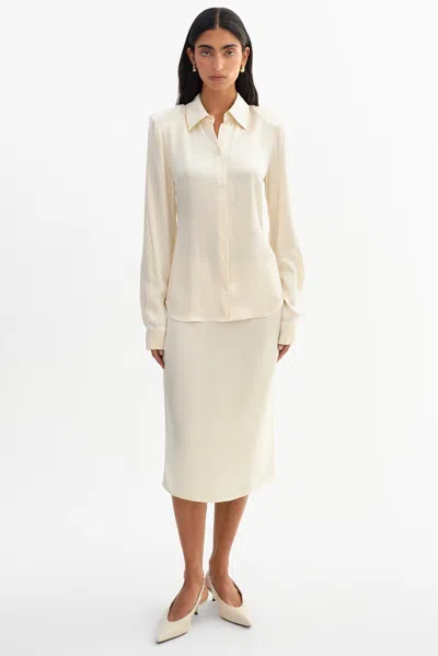 Lamarque Mika Satin Skirt In White