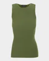 Lamarque Milou Side-slit Ribbed Tank Top In Fern