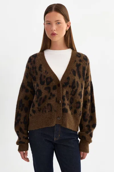 Lamarque Minnie Knit Cardigan In Brown