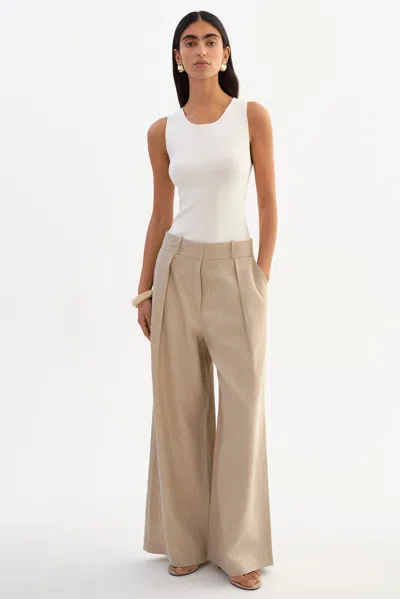Lamarque Miriam Wide-leg Linen Pants In Neutral