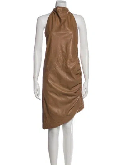 Pre-owned Lamarque Mock Neck Knee-length Dress In Neutral