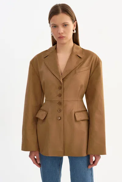 Lamarque Molly Faux Suede Blazer In Brown