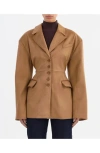 Lamarque Button Front Blazer In Brown