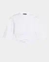 Lamarque Naia Asymmetric-draped Crop T-shirt In White