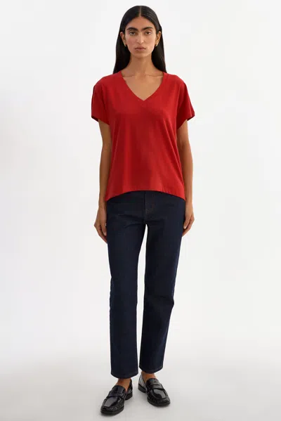 Lamarque Nerea Jersey V Neck Tee In Red