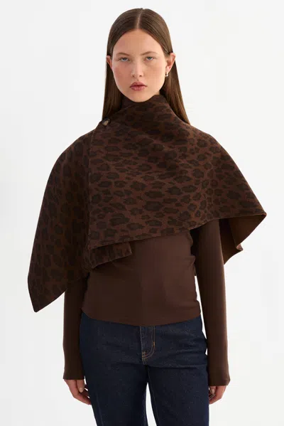 Lamarque Nezra Reversible Wool Cape In Brown