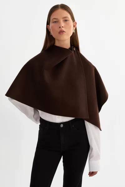 Lamarque Nezra Reversible Wool Cape In Brown