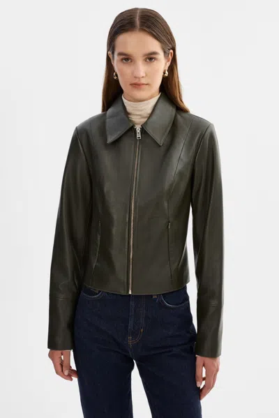 Lamarque Oceana Fitted Leather Jacket In Green