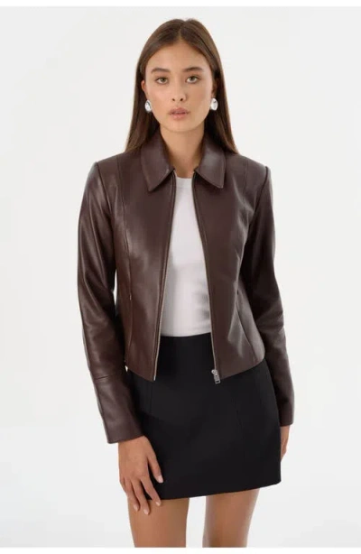 Lamarque Oceana | Fitted Leather Jacket In Brown