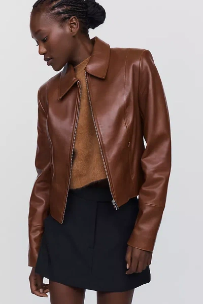 Lamarque Oceana Leather Jacket In Brown