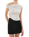 Lamarque One Shoulder Ruched Top In Silver