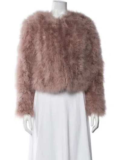 Pre-owned Lamarque Ostrich Feather Faux Fur Jacket W/ Tags In Pink