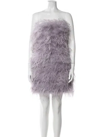 Pre-owned Lamarque Ostrich Feather Mini Dress In Purple