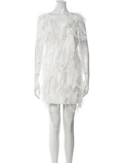 Pre-owned Lamarque Ostrich Mini Dress W/ Tags In White