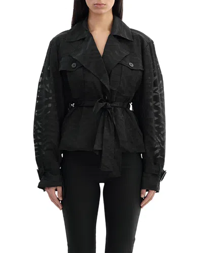Lamarque Oversized Belted Jacket In Black
