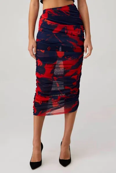 Lamarque Pace Printed Mesh Midi Skirt In Floral