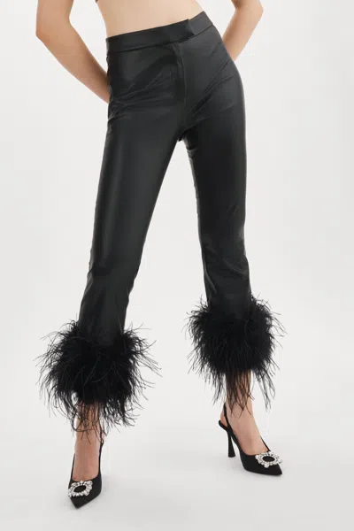 Lamarque Pagetta Feather Trimmed Trousers In Black