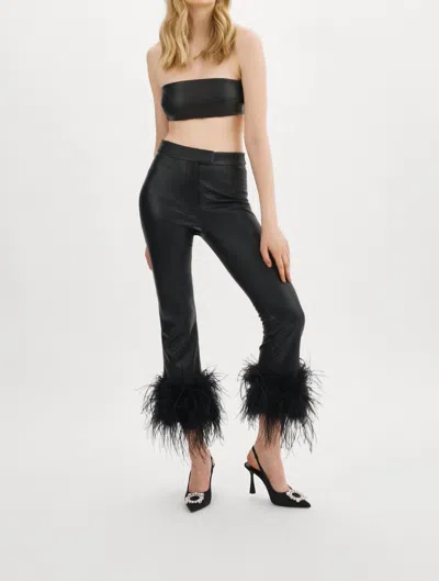 Lamarque Pagetta Feather Trimmed Trousers In Black