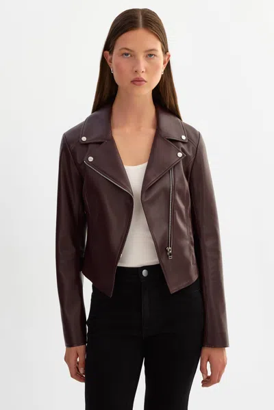Lamarque Pascale Fitted Faux Leather Jacket In Brown