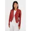 Lamarque Pascale Fitted Faux Leather Jacket In Red