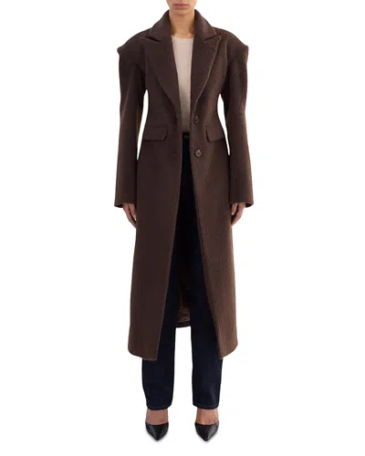 Lamarque Peak Lapel Coat In Brown