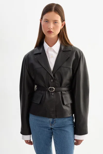 Lamarque Pearl Leather Jacket In Black