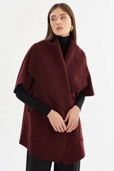 Lamarque Penelope Double Face Wool Coat In Burgundy