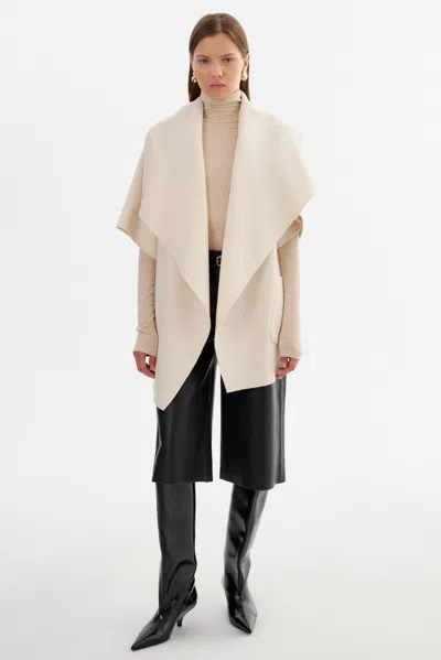 Lamarque Penelope Double Face Wool Coat In White