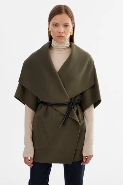 Lamarque Penelope Double Face Wool Coat In Green