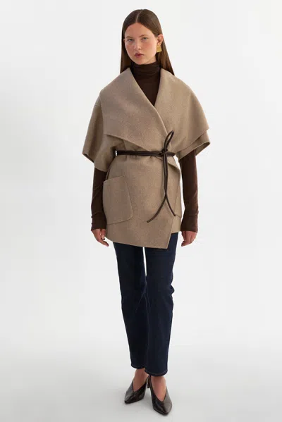 Lamarque Penelope Double Face Wool Coat In Brown