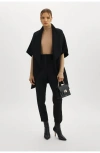Lamarque Penelope Open-front Double-face Wool-blend Coat In Black