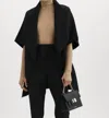 Lamarque Penelope Open-front Double-face Wool-blend Coat In Black