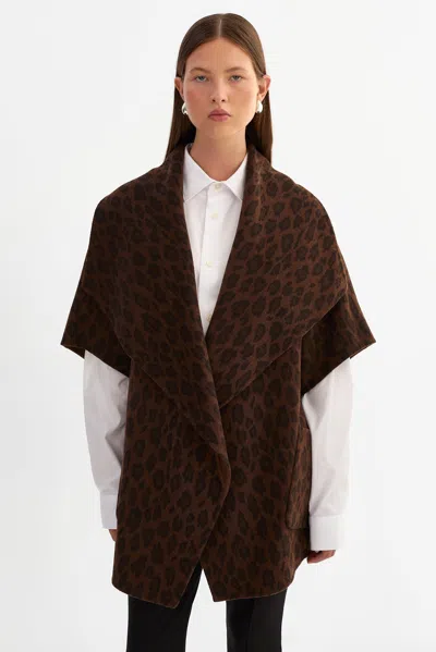 Lamarque Penelope R Reversible Double Face Wool Coat In Brown