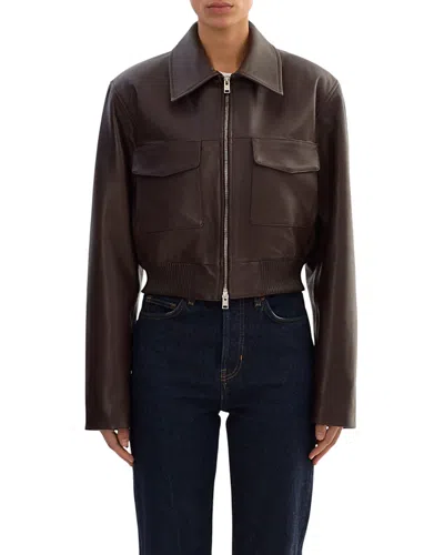 Lamarque Perry Leather Bomber Jacket In Brown