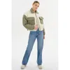 Lamarque Peyton Mixed Media Bomber Jacket In Brown