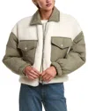 Lamarque Peyton Mixed Media Bomber Jacket In White