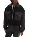Lamarque Peyton Mixed Media Jacket In Black/silver