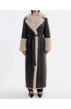 Lamarque Polly | Mixed Media Maxi Coat In Black