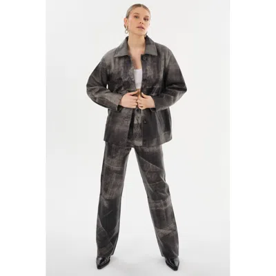 Lamarque Presley Leather Shacket In Gray