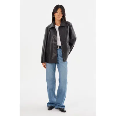 Lamarque Presley Leather Shacket In Black