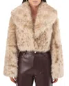 Lamarque Danika Leopard-printed Faux Fur Cropped Coat In Beige Leopard