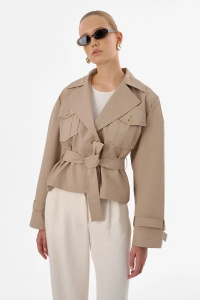 Lamarque Quinn Cropped Trench Coat In Neutral
