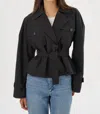 Lamarque Quinn Cropped Trench Coat In Black In Black
